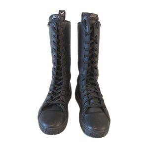 Adix 14 Eyelet Men's Black Leather Combat Boots Mid Calf Lace Up Punk Size 10